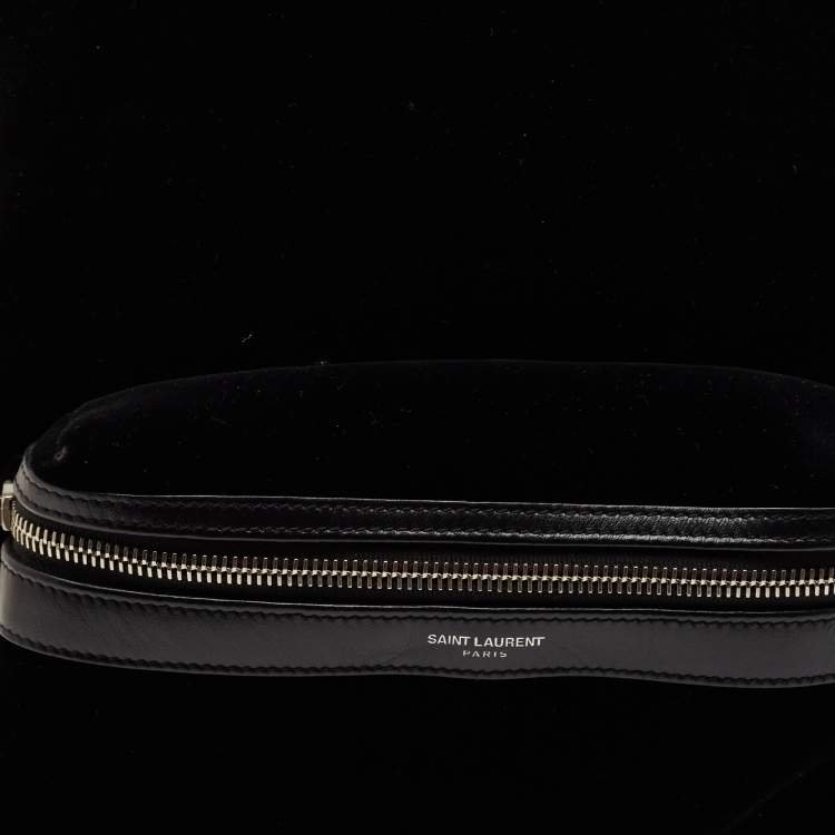 Pre Owned Saint Laurent Black Velvet Small City Backpack