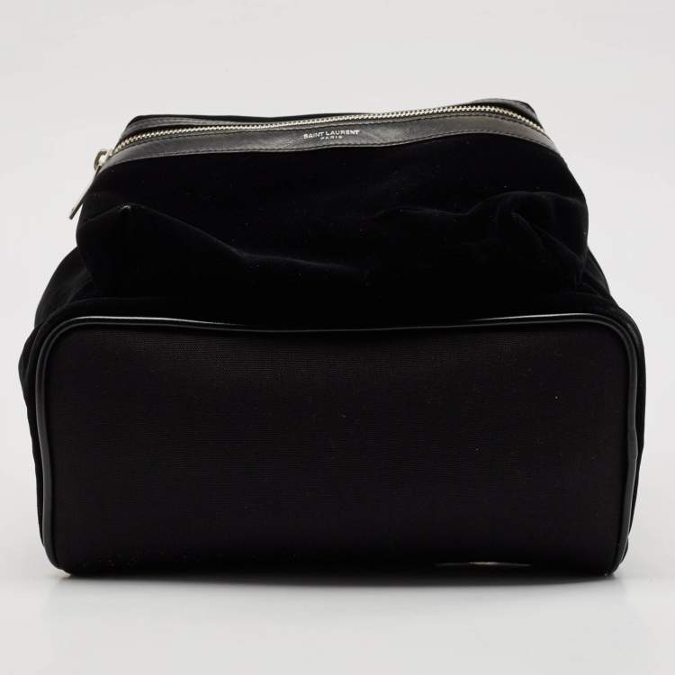 Pre Owned Saint Laurent Black Velvet Small City Backpack