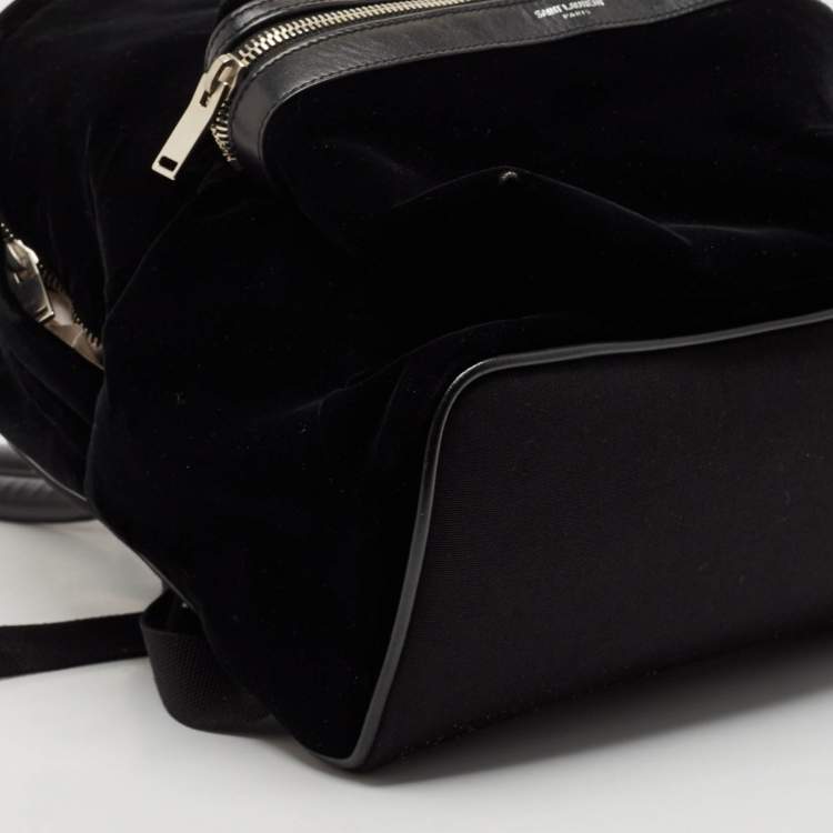 Pre Owned Saint Laurent Black Velvet Small City Backpack