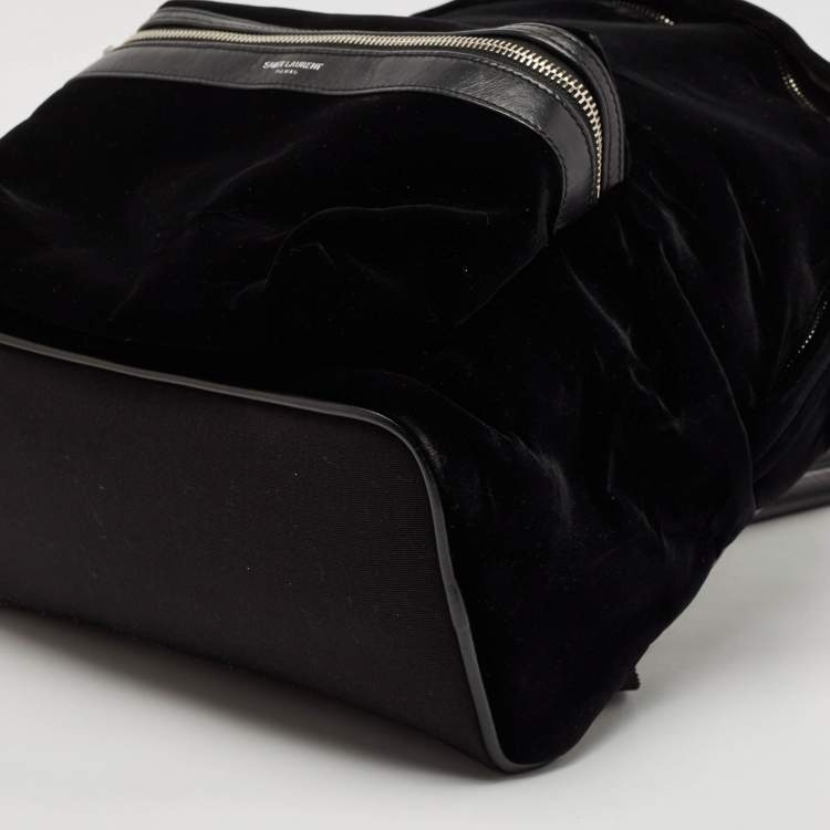 Pre Owned Saint Laurent Black Velvet Small City Backpack