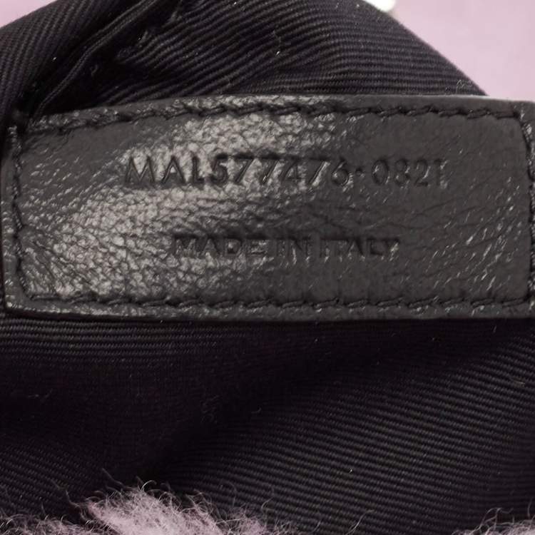 Pre Owned Saint Laurent Lilac Shearling Medium Chain Loulou Shoulder Bag
