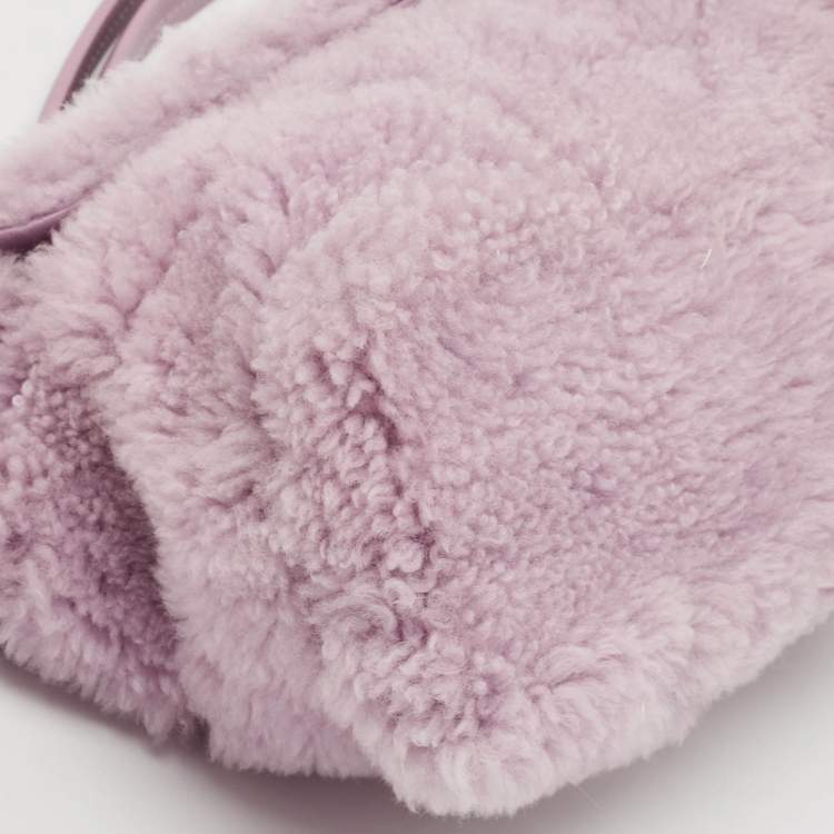 Pre Owned Saint Laurent Lilac Shearling Medium Chain Loulou Shoulder Bag