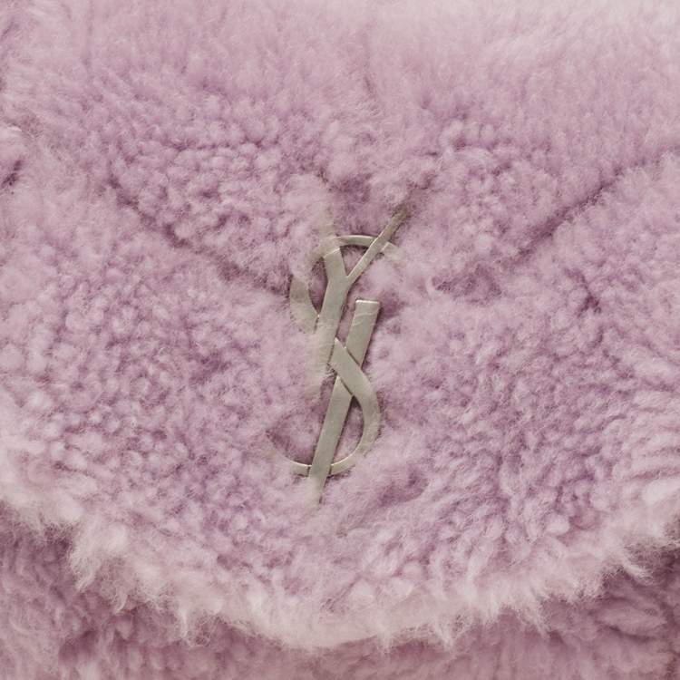 Pre Owned Saint Laurent Lilac Shearling Medium Chain Loulou Shoulder Bag
