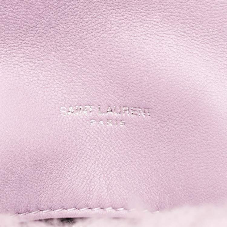 Pre Owned Saint Laurent Lilac Shearling Medium Chain Loulou Shoulder Bag