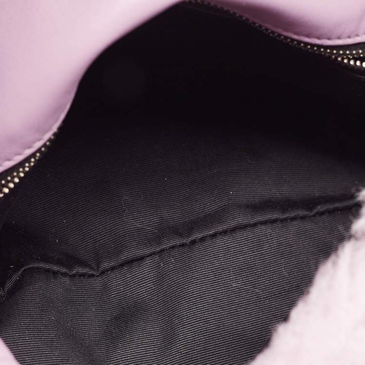 Pre Owned Saint Laurent Lilac Shearling Medium Chain Loulou Shoulder Bag