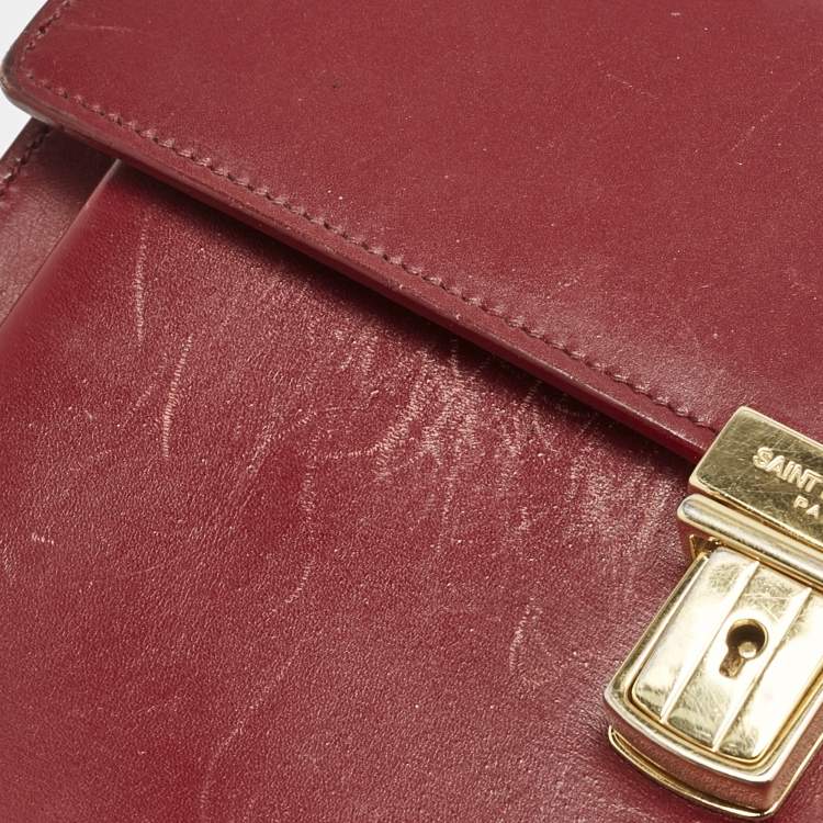 Pre Owned Saint Laurent Red Leather High School Top Handle Bag