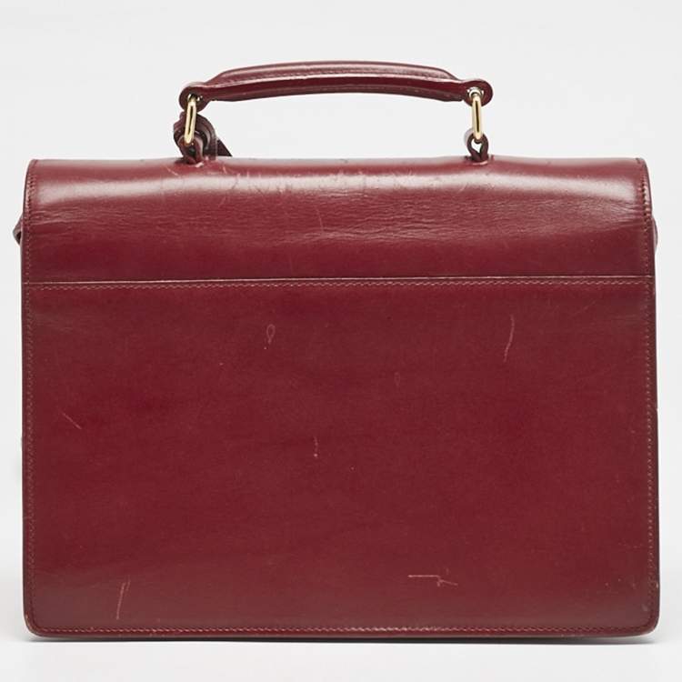 Pre Owned Saint Laurent Red Leather High School Top Handle Bag