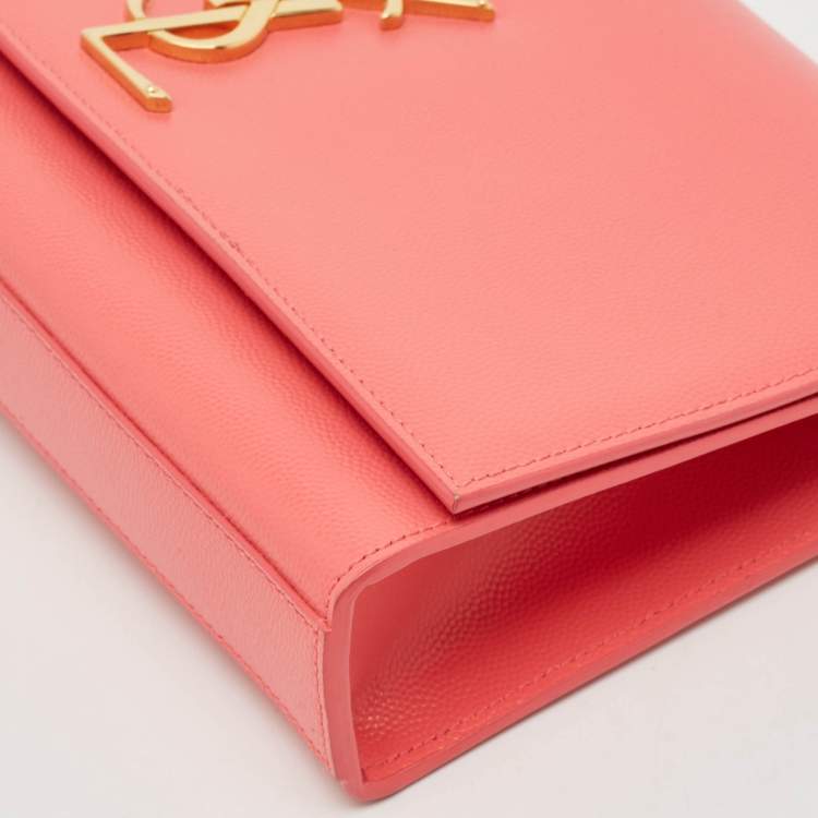 Pre Owned Saint Laurent Pink Leather Medium Kate Shoulder Bag