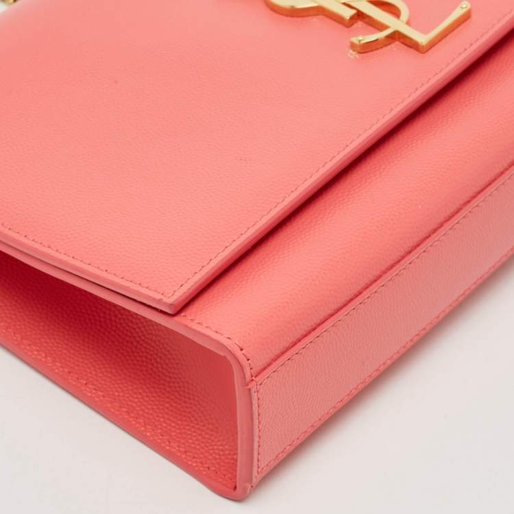 Pre Owned Saint Laurent Pink Leather Medium Kate Shoulder Bag