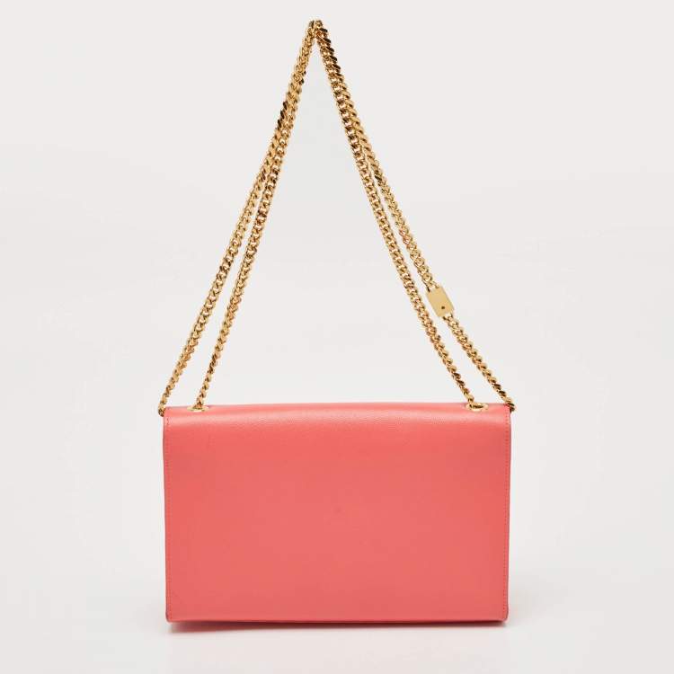 Pre Owned Saint Laurent Pink Leather Medium Kate Shoulder Bag