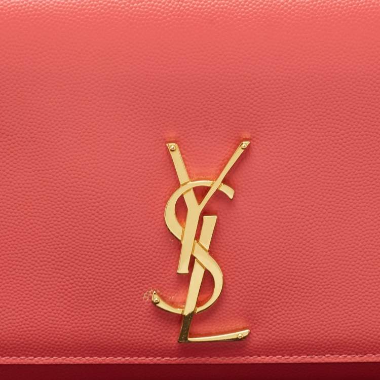 Pre Owned Saint Laurent Pink Leather Medium Kate Shoulder Bag