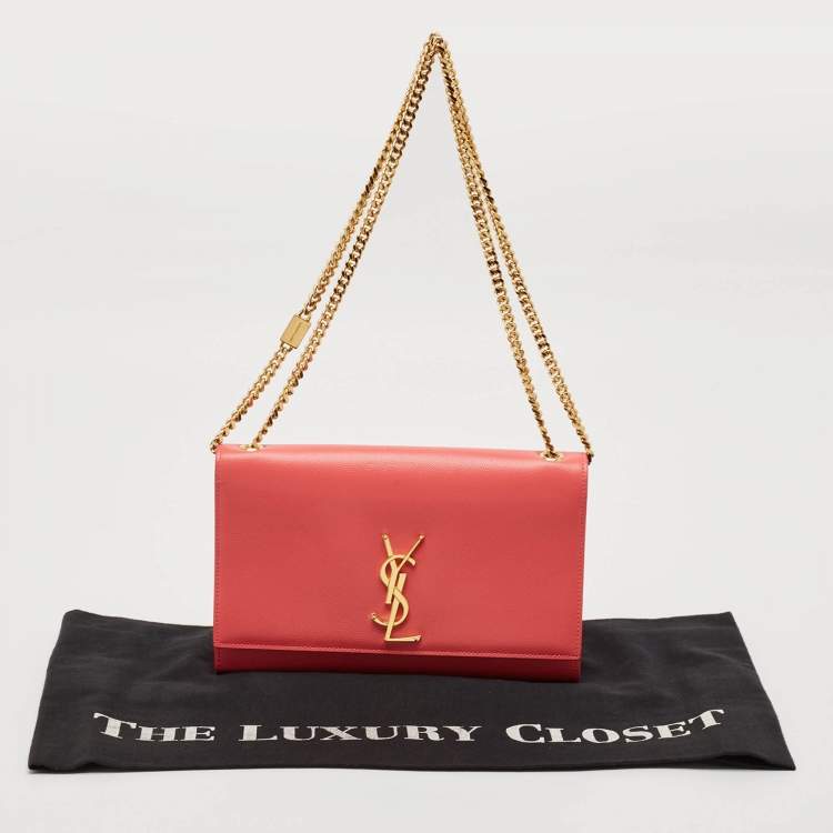Pre Owned Saint Laurent Pink Leather Medium Kate Shoulder Bag