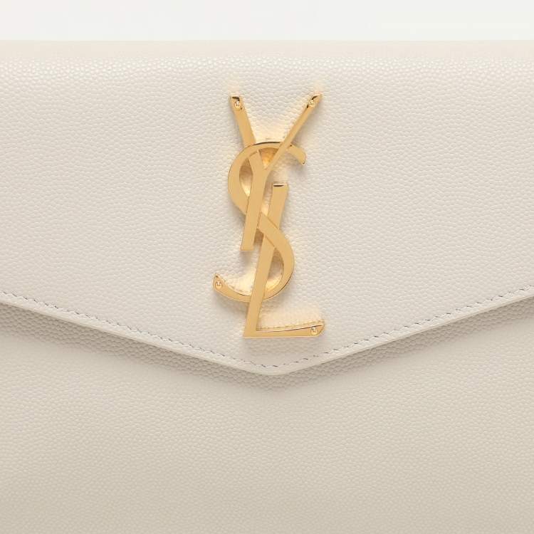 مملوكة مسبقًا Saint Laurent Paris White Leather Uptown Pouch Clutch