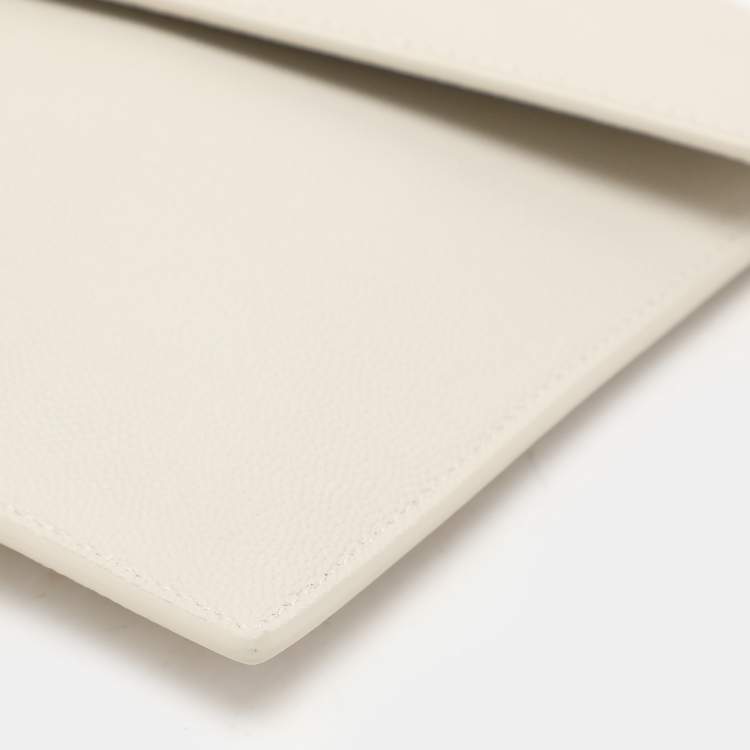 مملوكة مسبقًا Saint Laurent Paris White Leather Uptown Pouch Clutch