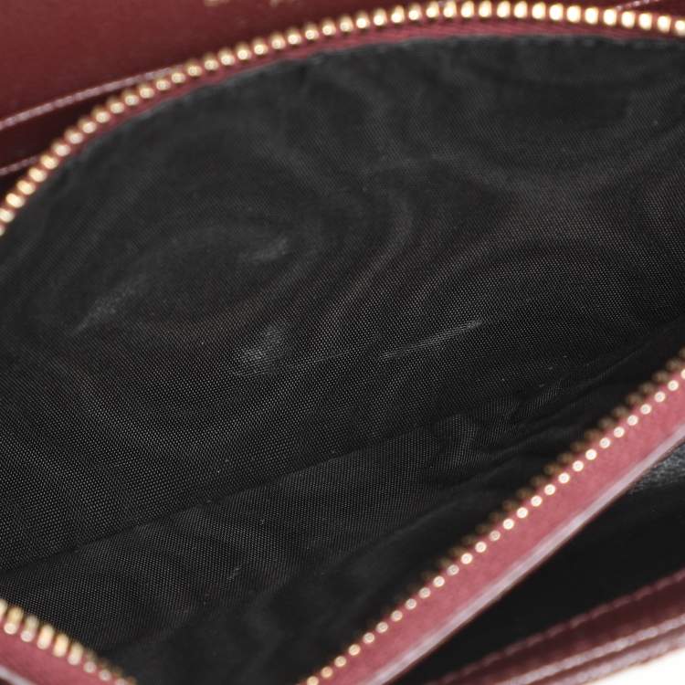 مملوكة مسبقًا Saint Laurent Burgundy Matelassé Leather Cassandre Envelope Wallet on Chain
