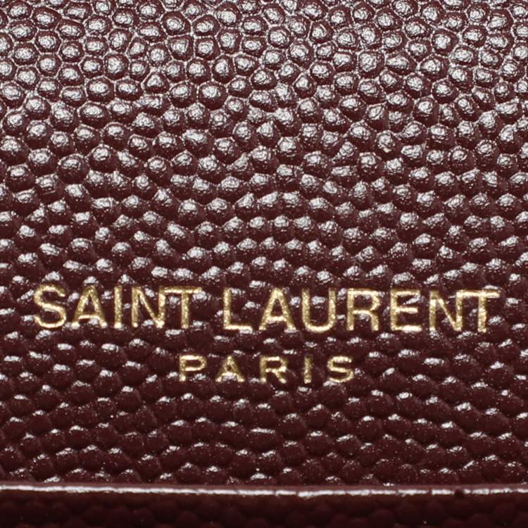 مملوكة مسبقًا Saint Laurent Burgundy Matelassé Leather Cassandre Envelope Wallet on Chain