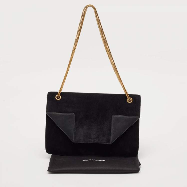 Pre Owned Saint Laurent Black Suede Medium Betty Shoulder Bag