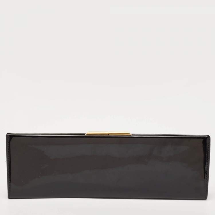 مملوكة مسبقًا Saint Laurent Black Patent Leather Midnight Frame Clutch