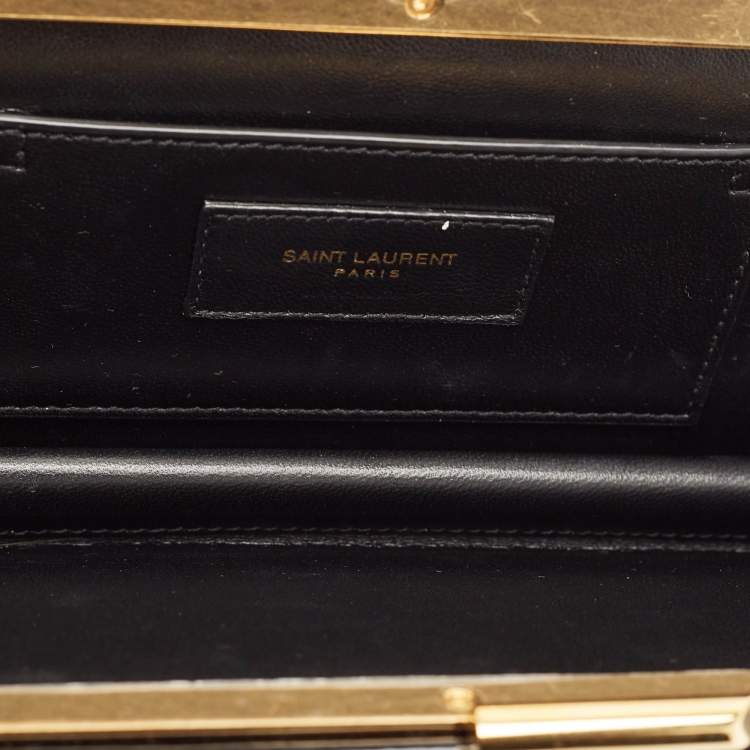 مملوكة مسبقًا Saint Laurent Black Patent Leather Midnight Frame Clutch