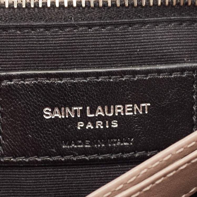Pre Owned Saint Laurent Taupe Beige Matelasse Leather Toy Loulou Crossbody Bag