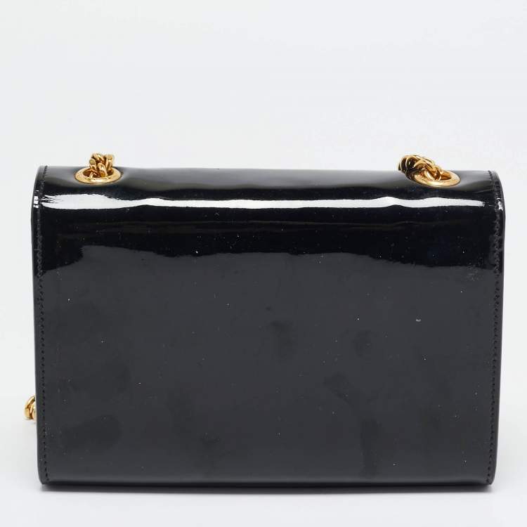 Pre Owned Saint Laurent Black Patent Leather Small Kate Tassel Crossbody Bag