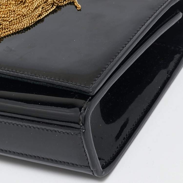Pre Owned Saint Laurent Black Patent Leather Small Kate Tassel Crossbody Bag