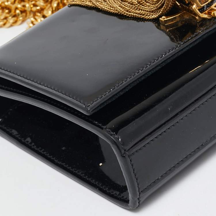 Pre Owned Saint Laurent Black Patent Leather Small Kate Tassel Crossbody Bag