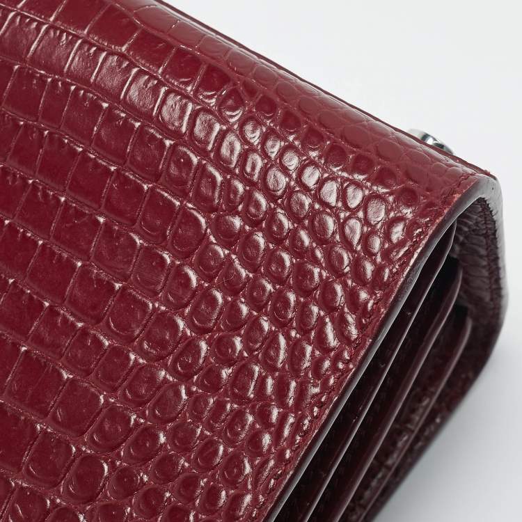 مملوكة مسبقًا Saint Laurent Red Croc Embossed Leather Nano Classic Sac De Jour Tote