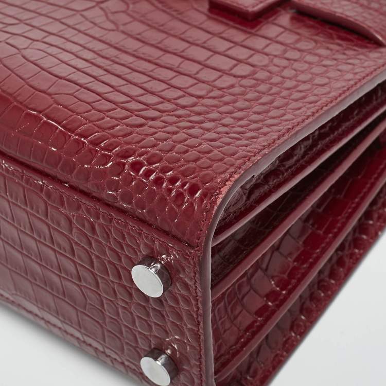 مملوكة مسبقًا Saint Laurent Red Croc Embossed Leather Nano Classic Sac De Jour Tote