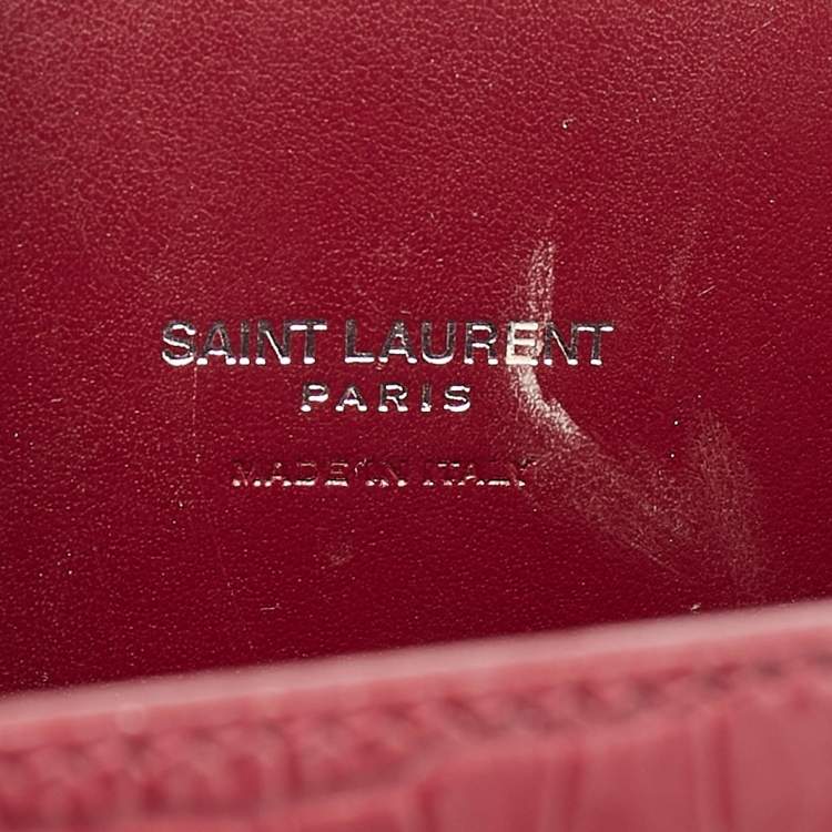 مملوكة مسبقًا Saint Laurent Red Croc Embossed Leather Nano Classic Sac De Jour Tote
