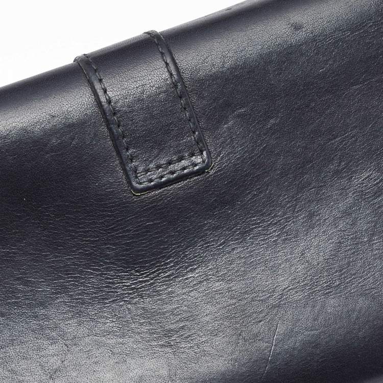 Pre Owned Saint Laurent Black Leather Y-Ligne Flap Continental Wallet