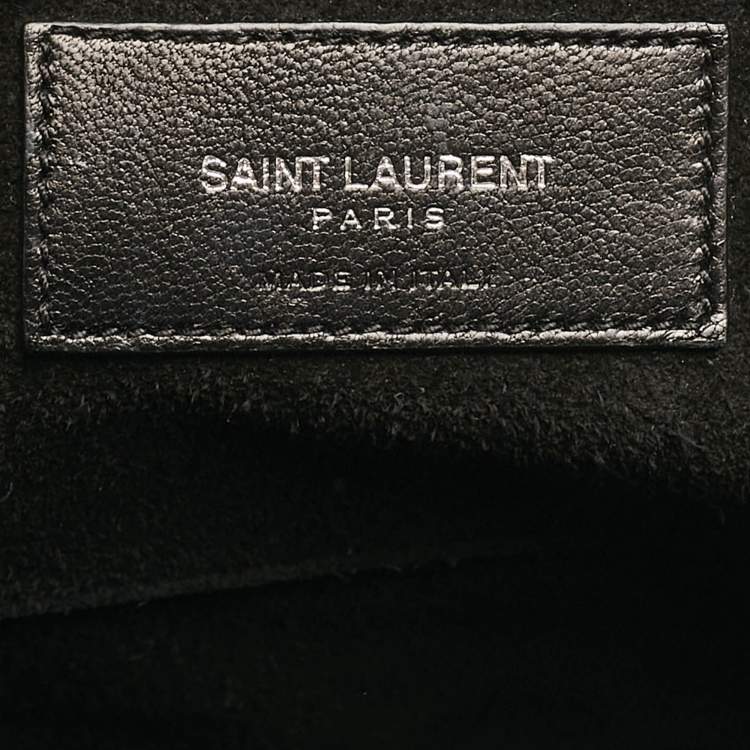Pre Owned Saint Laurent Paris Black Croc Embossed Leather Medium Emmanuelle Bucket Bag