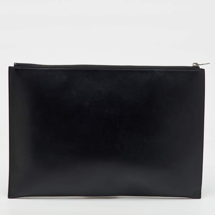 Pre Owned Saint Laurent Black Leather Sweet Dreams Top Zip Pouch