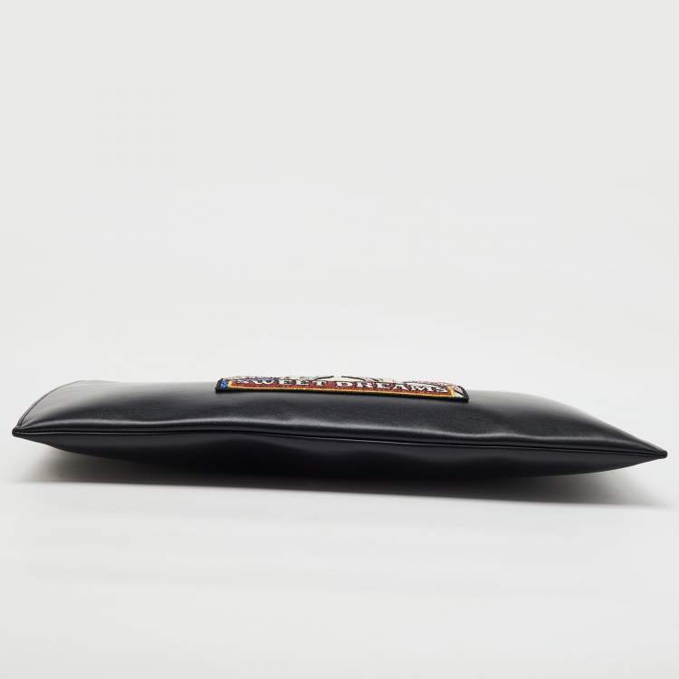 Pre Owned Saint Laurent Black Leather Sweet Dreams Top Zip Pouch