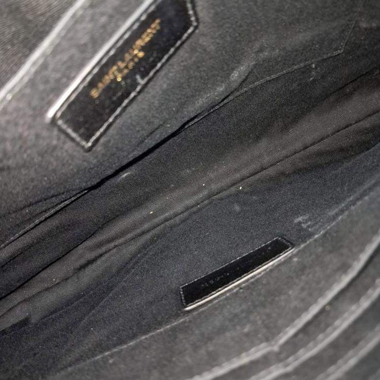 Pre Owned Saint Laurent Paris Black Leather Monogram Clutch