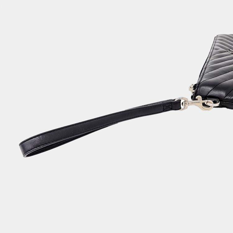 مملوكة مسبقًا Saint Laurent Paris Black Leather Monogram Clutch