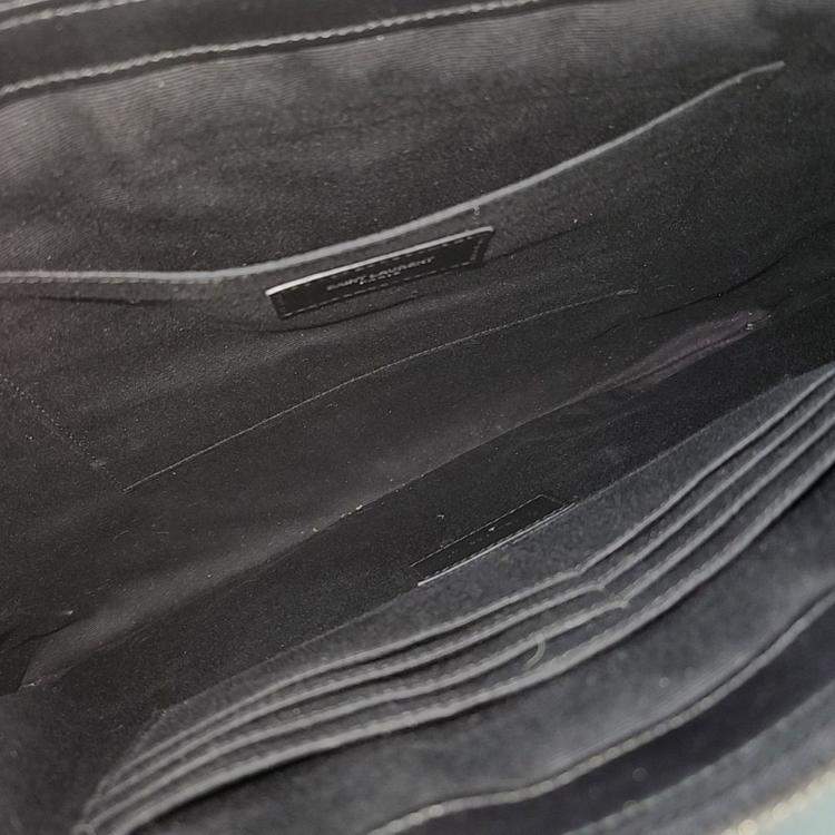 مملوكة مسبقًا Saint Laurent Paris Black Leather Monogram Clutch