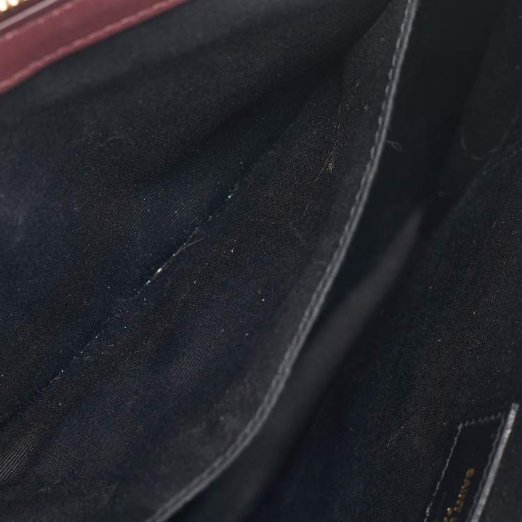 Pre Owned Saint Laurent Burgundy Matelasse Leather Monogram Pouch