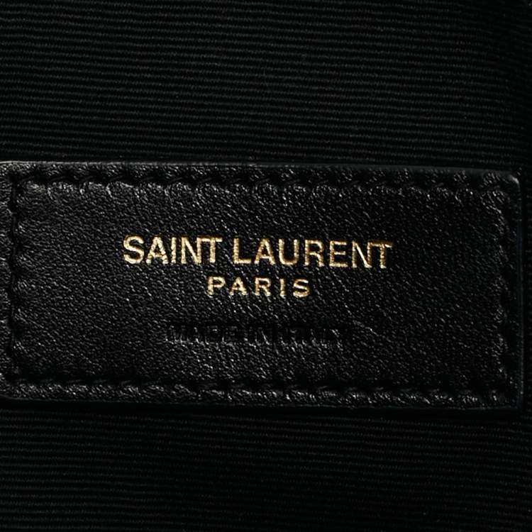 Pre Owned Saint Laurent Burgundy Matelasse Leather Monogram Pouch