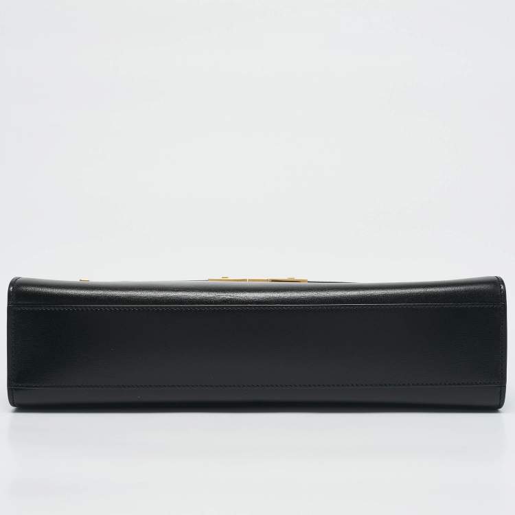 Pre Owned Saint Laurent Black Leather Medium Manhattan Flap Shoulder Bag