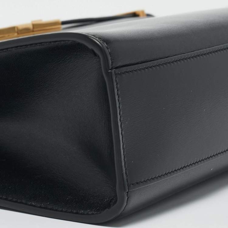 Pre Owned Saint Laurent Black Leather Medium Manhattan Flap Shoulder Bag