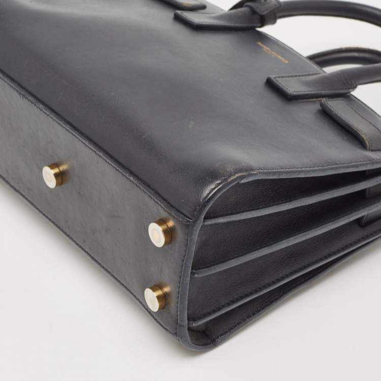 Pre Owned Saint Laurent Black Leather Nano Classic Sac De Jour Tote