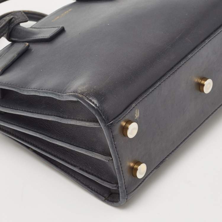Pre Owned Saint Laurent Black Leather Nano Classic Sac De Jour Tote
