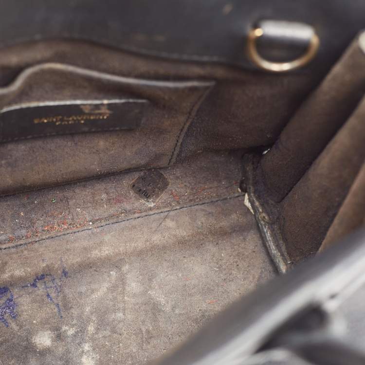 Pre Owned Saint Laurent Black Leather Nano Classic Sac De Jour Tote