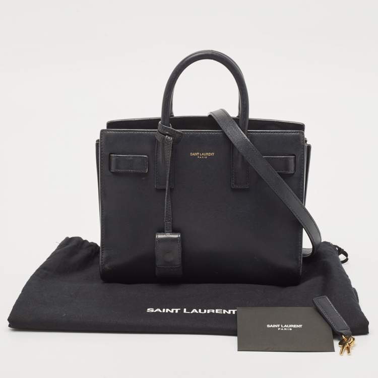 Pre Owned Saint Laurent Black Leather Nano Classic Sac De Jour Tote