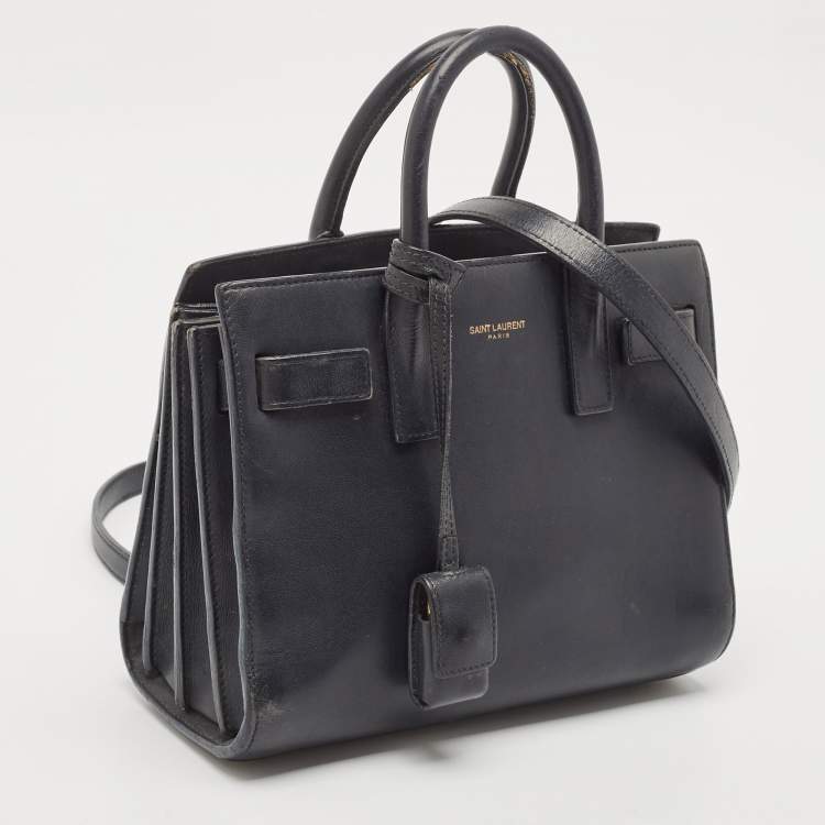 Pre Owned Saint Laurent Black Leather Nano Classic Sac De Jour Tote