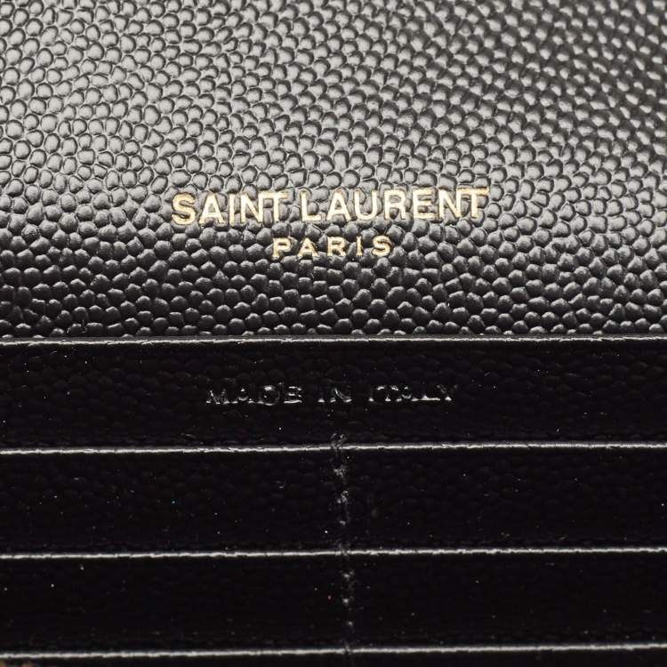 مملوكة مسبقًا Saint Laurent Black Matelassé Leather Monogram Flap Continental Wallet