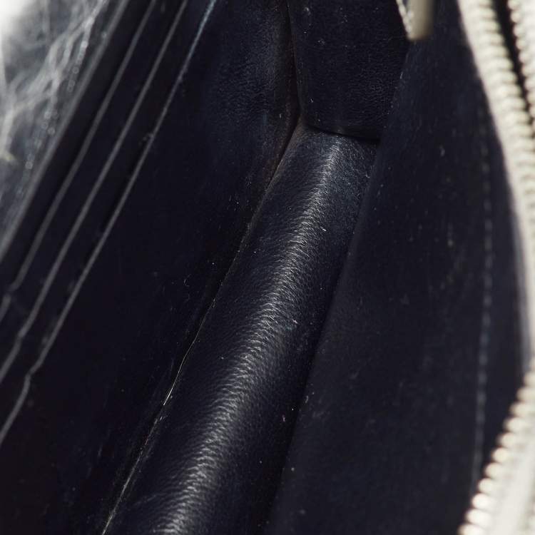 Pre Owned Saint Laurent Silver Crackled Leather Kate Tassel Wallet on Chain 