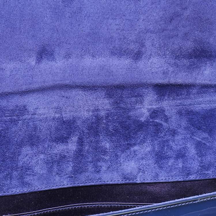 Pre Owned Saint Laurent Blue Patent Leather Belle De Jour Clutch