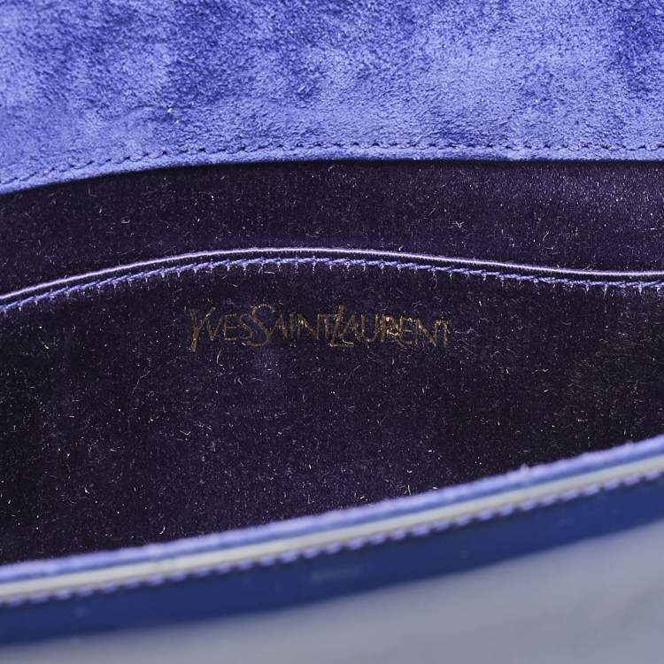 Pre Owned Saint Laurent Blue Patent Leather Belle De Jour Clutch